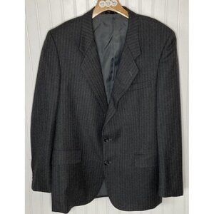 C&R Clothiers Suit Jacket Blazer 42R Classic Gray Pin Stripe Virgin Wool Lined*